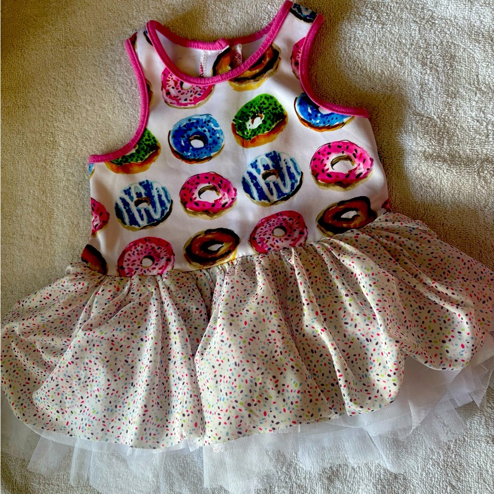 Colorful Donut Print Dress with Tulle Skirt size 12mths